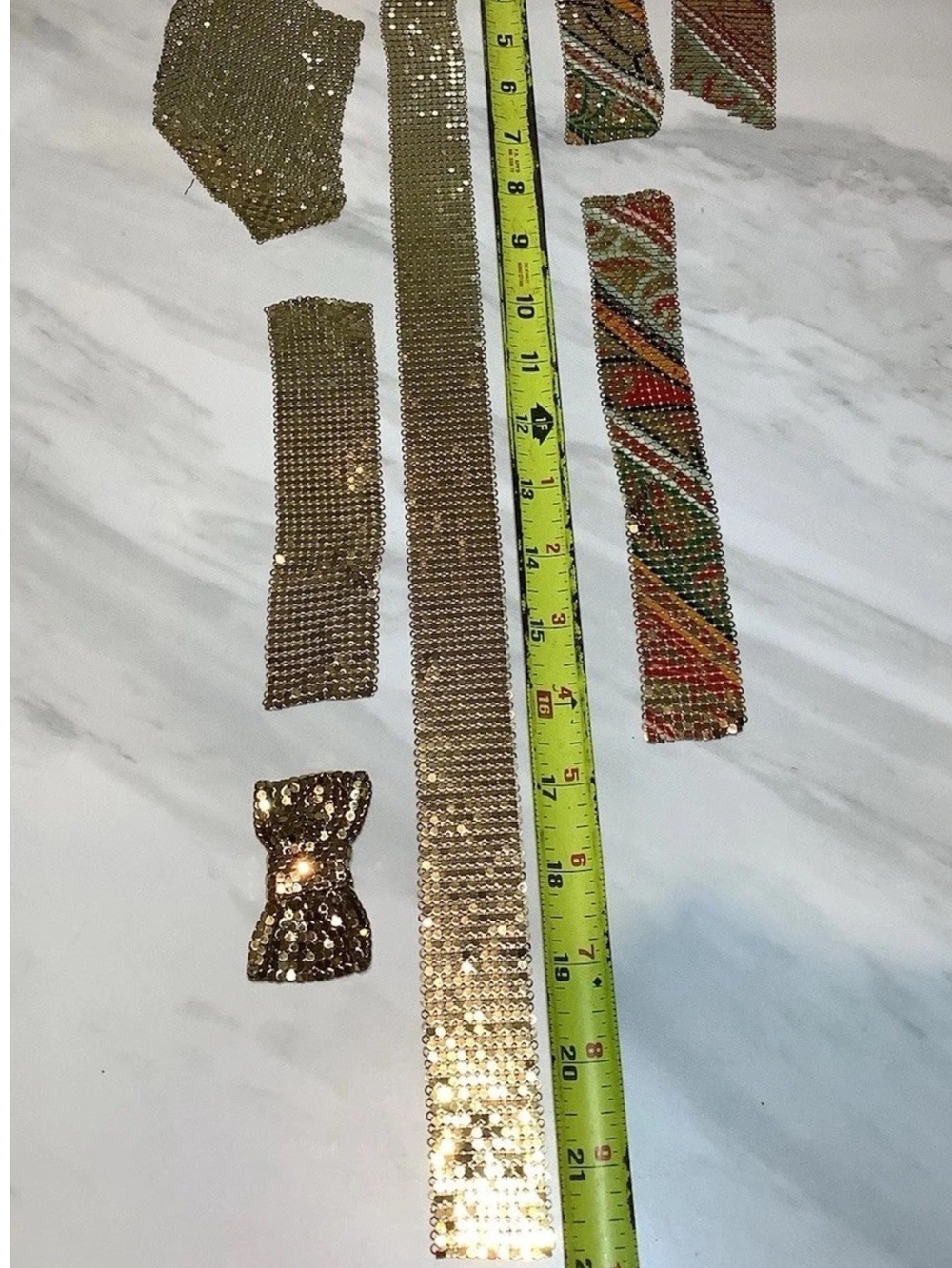 Lot Vintage Gold~Silver~Multicolor Flat Chain Mail Pieces Jewelry Findings - Picture 2 of 6